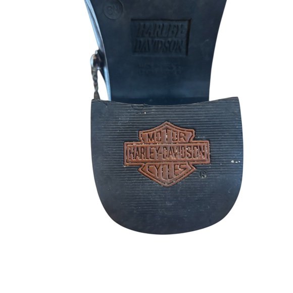 Harley Davidson Chunky Heel Black Leather Chelsea Boots - Picture 8 of 8